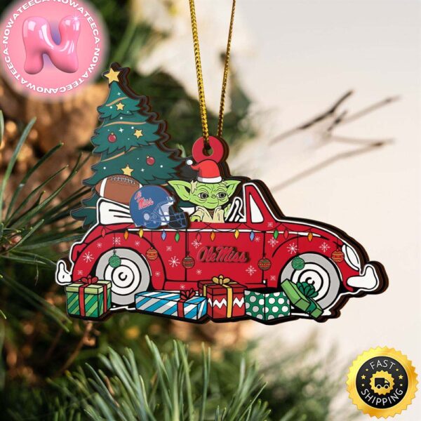 NCAA Ole Miss Rebels And Baby Yoda Christmas Ornament