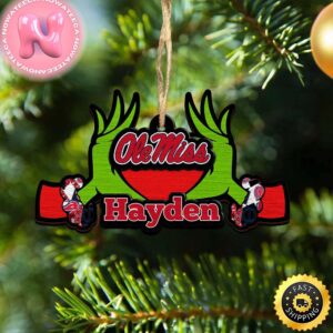 NCAA Ole Miss Rebels Grinch Christmas Ornament Personalized Your Name