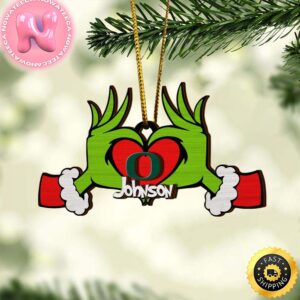 NCAA Oregon Ducks And Grinch Christmas Ornament Custom Your Name