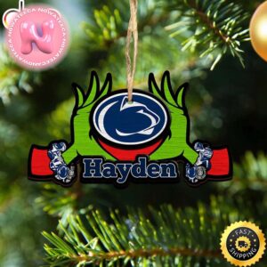 NCAA Penn State Nittany Lions And Grinch Christmas Ornament Custom Your Name Christmas Tree Decorations Ornament