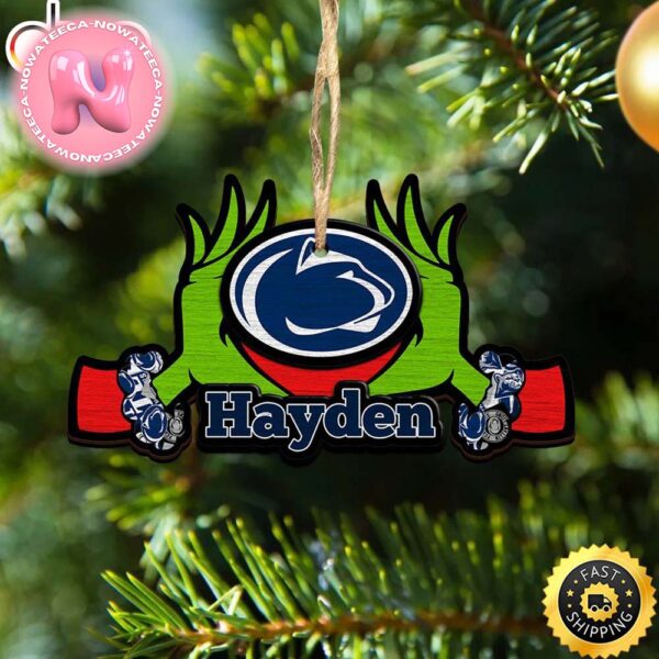 NCAA Penn State Nittany Lions And Grinch Christmas Ornament Custom Your Name Christmas Tree Decorations Ornament