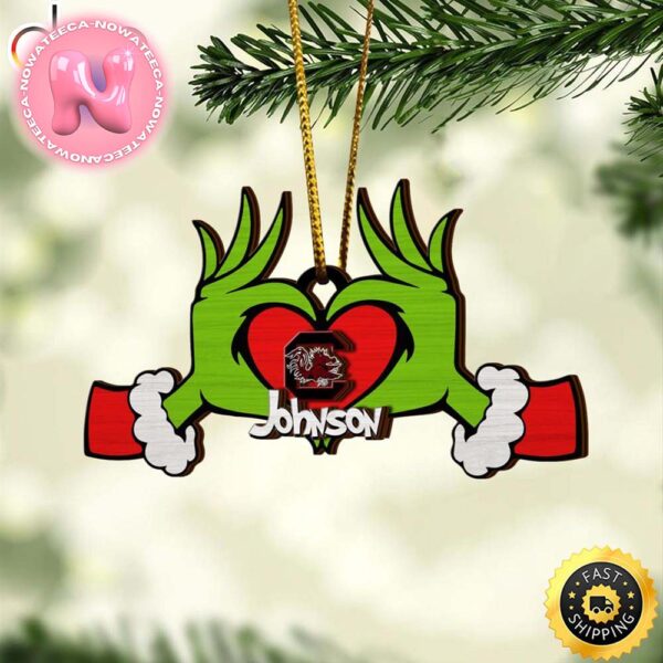 NCAA South Carolina Gamecocks And Grinch Christmas Ornament Custom Your Name Christmas Tree Decorations Ornament