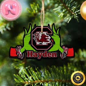 NCAA South Carolina Gamecocks Grinch Christmas Ornament Personalized Your Name