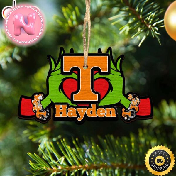 NCAA Tennessee Volunteers Grinch Christmas Ornament Personalized Your Name Christmas Tree Decorations Ornament