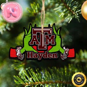 NCAA Texas AM Aggies Grinch Christmas Ornament Personalized Your Name Christmas Tree Decorations Ornament