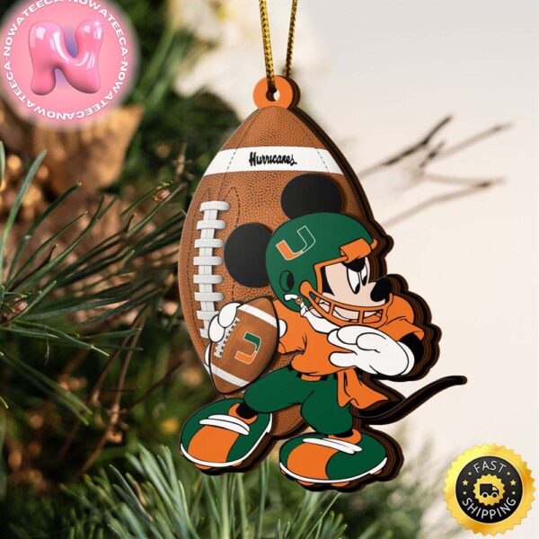 NCAA Miami Hurricanes Mickey Mouse Christmas Ornament