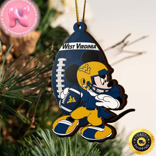 NCAA West Virginia Mountaineers Mickey Mouse Christmas Ornament