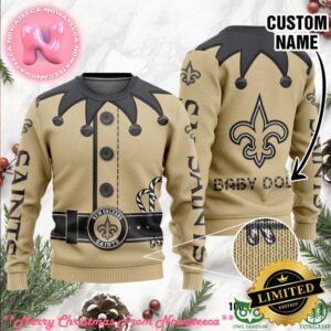 New Orleans Saints Ugly Sweater Custom Name NFL Football Gift For Holiday