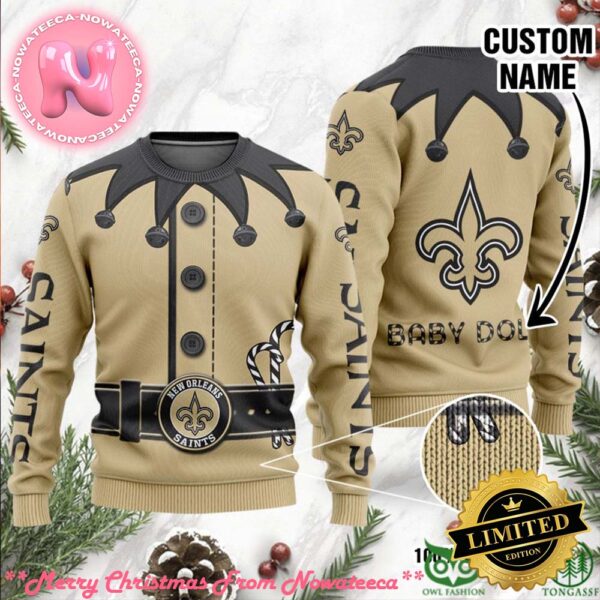 New Orleans Saints Ugly Sweater Custom Name NFL Football Gift For Holiday