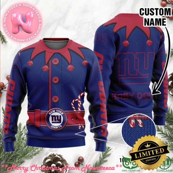 New York Giants Ugly Sweater Custom Name NFL Football Gift For Holiday