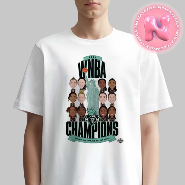 New York Liberty Stadium Essentials White 2024 WNBA Finals Champions Teammates Roster Unisex T-Shirt