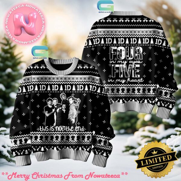 One Direction Four In My Eyes Five In My Heart 2024 Christmas Gift For Family Ugly Christmas Sweater