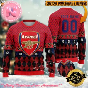 Personalized Arsenal Football 3D Ugly Christmas Sweater