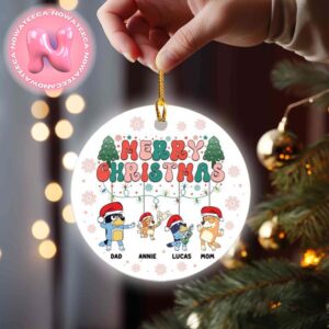 Personalized Christmas Family Bluey Ceramic Christmas Tree Decorations Ornament