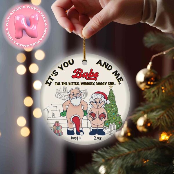 Personalized Custom Wacky Old Couple Santa Ceramic Ornament Gift for Old Couple