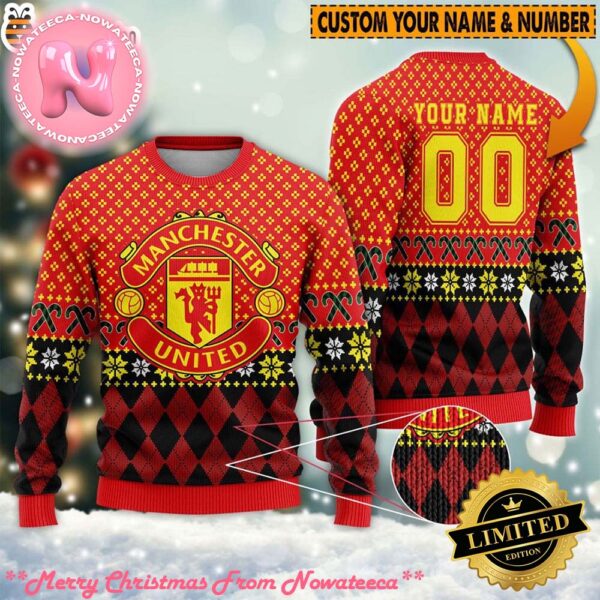 Personalized Manchester United Football 3D Ugly Christmas Sweater