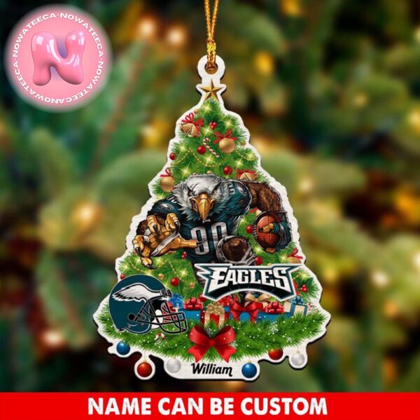 Philadelphia Eagles NFL Custom Name Mascot Christmas Tree Shaped Ornament