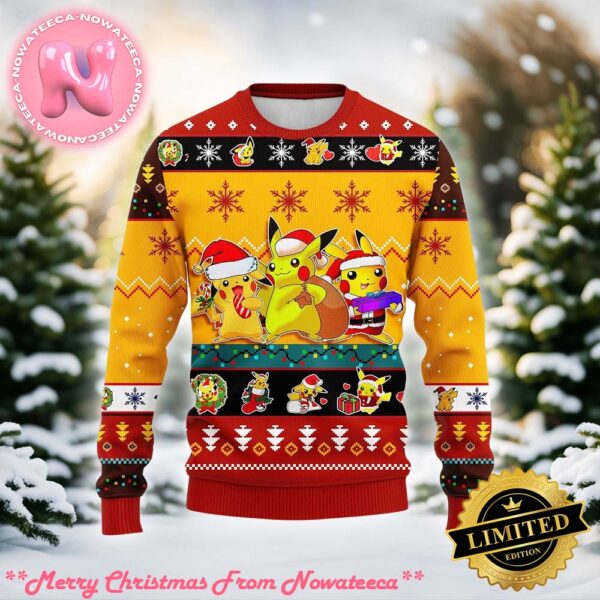 Pikachu Pokemon Yellow Cute Ugly Christmas Sweater Ugly Christmas Sweater Gift For Holiday