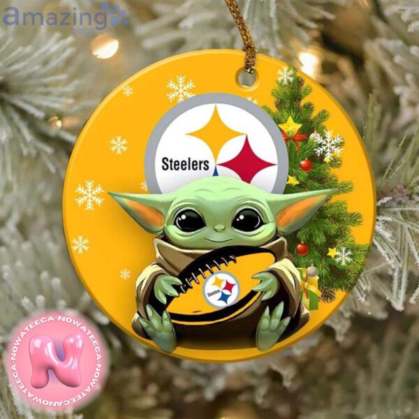 Pittsburgh Steelers NFL Baby Yoda Round Ornament