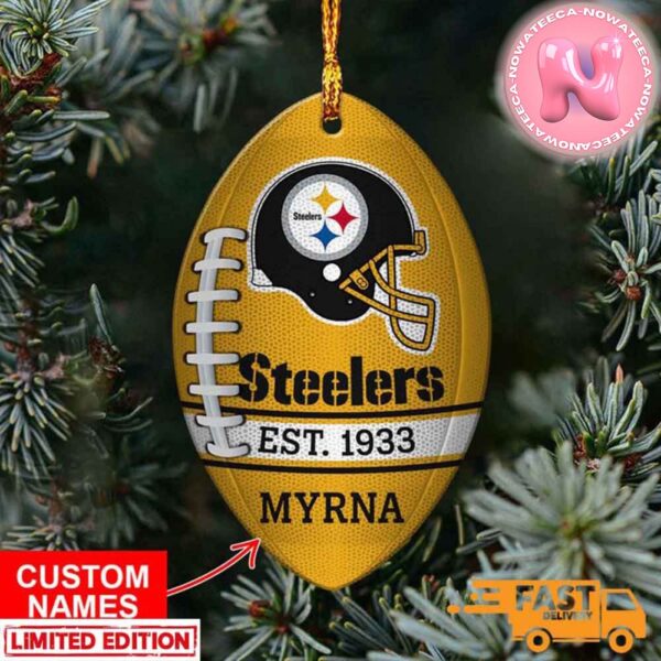 Pittsburgh Steelers NFL Custom Name EST 1933 Custom Shaped Ornament