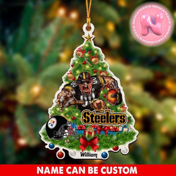 Pittsburgh Steelers NFL Custom Name Mascot Christmas Tree Shaped Ornament