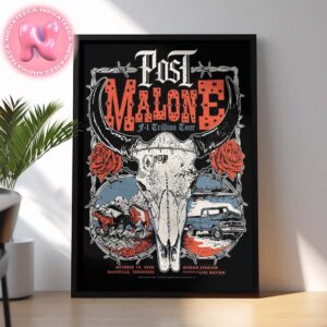 Post Malone F1 Trillion Tour Poster For October 19th 2024 At Nissan Stadium In Nashville TN Home Decor Poster Canvas