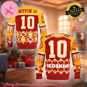 Robert Griffin III RG3 NBA Washington Redskins Ugly Sweater Holiday Ugly Christmas Sweater