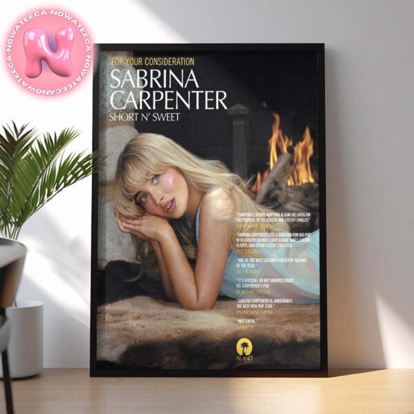 Sabrina Carpenter Short N Sweet For Your Consideration Banner For The 2025 Grammys Home Decor Poster Canvas