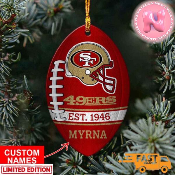 San Francisco 49ers NFL Custom Name EST 1946 Custom Shaped Ornament