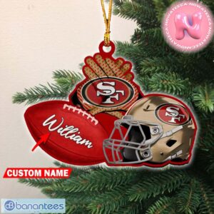 San Francisco 49ers NFL Custom Name Rugby Ball Helmet Custom Shaped Ornament