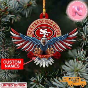 San Francisco 49ers NFL Custom Name US Eagle Custom Shaped Ornament