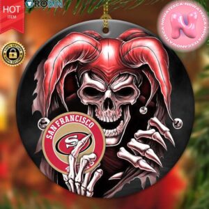 San Francisco 49ers NFL Skull Joker Round Ornament