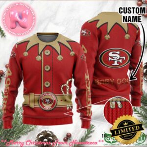 San Francisco 49ers Ugly Sweater Custom Name NFL Football Gift For Holiday