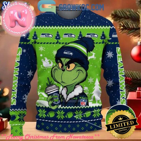 Seattle Seahawks Grinch Stolen Christmas 2024 Grinchmas Gift For Family Ugly Christmas Sweater