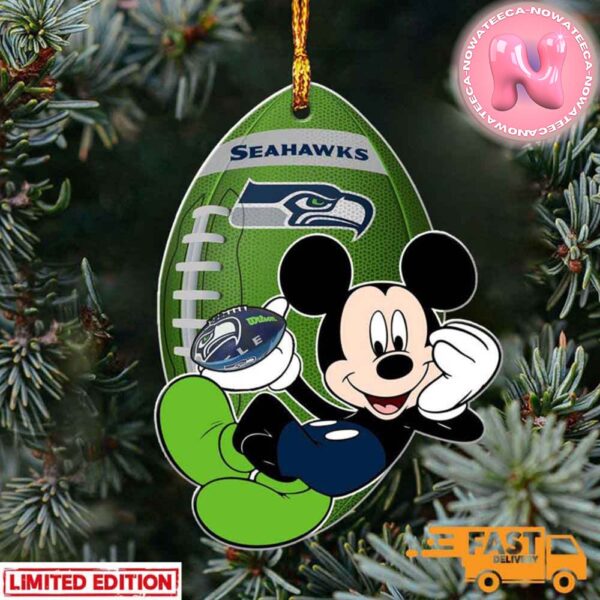 Seattle Seahawks NFL Mickey Custom Shaped Ornament