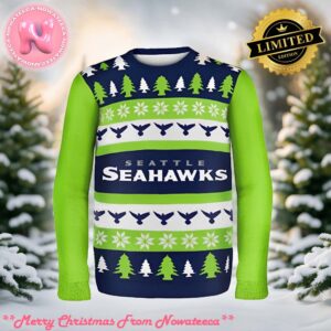 Seattle Seahawks Wordmark NFL Ugly Sweater Holiday Ugly Christmas Sweater