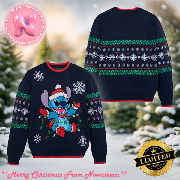 Stitch Light Up Holiday Sweater for Adults Lilo Stitch Holiday Gift Ugly Christmas Sweater