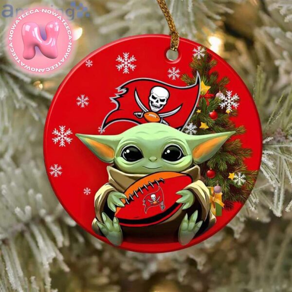 Tampa Bay Buccaneers NFL Baby Yoda Round Ornament