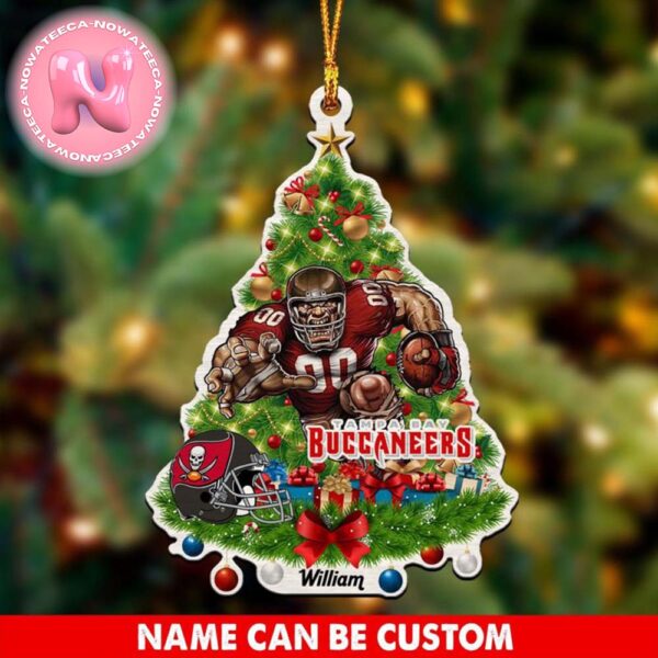 Tampa Bay Buccaneers NFL Custom Name Mascot Christmas Tree Shaped Ornament