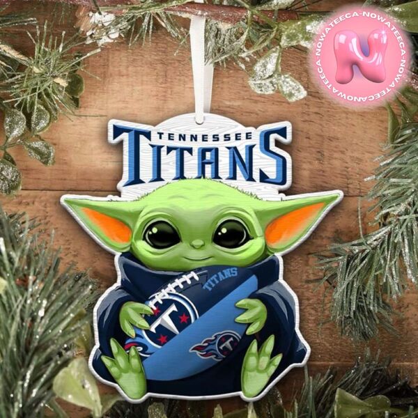 Tennessee Titans NFL Baby Yoda Custom Shaped Ornament