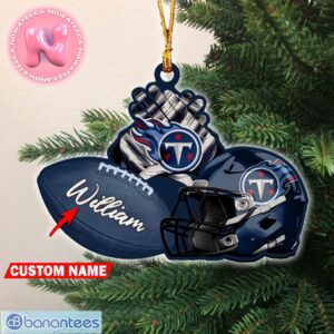 Tennessee Titans NFL Custom Name Rugby Ball Helmet Custom Shaped Ornament