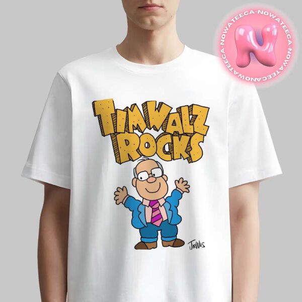 Tim Walz Rocks Cartoon School Rock Harris Walz For President Of American 2025 Unisex T-Shirt