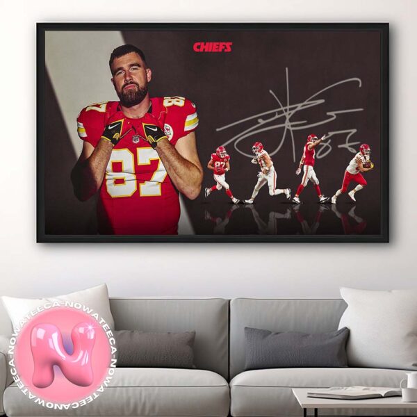 Travis Kelce Kansas City Chief Signature NFL Home Decor Poster Canvas