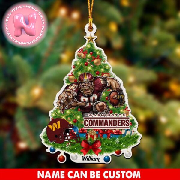 Washington Commanders NFL Custom Name Mascot Christmas Tree Shaped Ornament