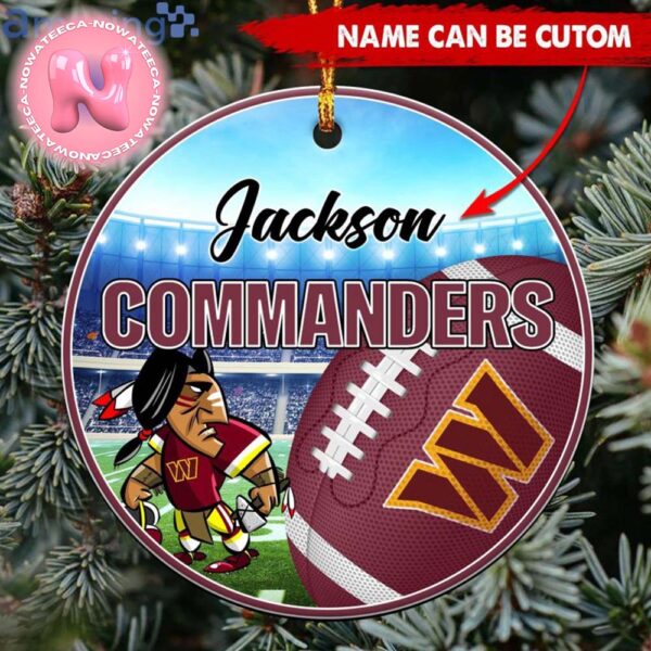 Washington Commanders NFL Custom Name Mascot Round Ornament