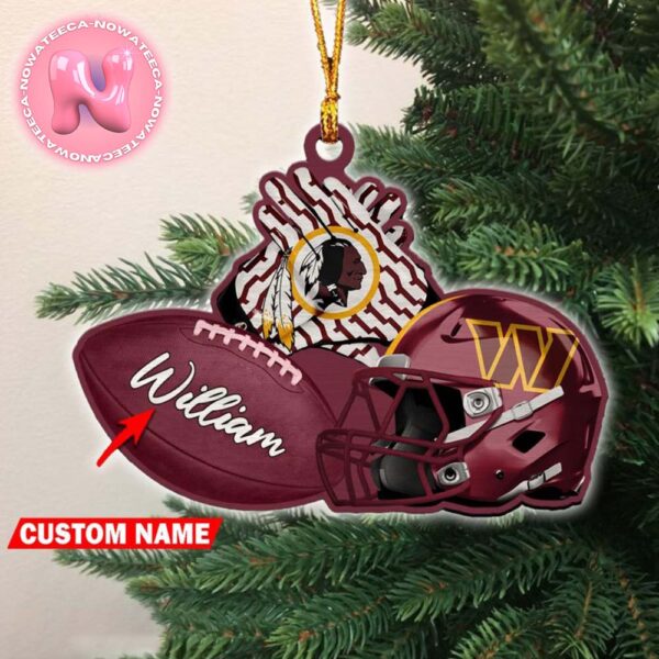 Washington Commanders NFL Custom Name Rugby Ball Helmet Custom Shaped Ornament