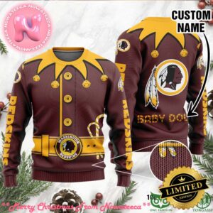 Washington Redskins Ugly Sweater Custom Name NFL Football Gift For Holiday