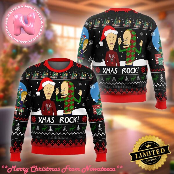 Xmas Rock Beavis And Butthead Ugly Christmas Sweater