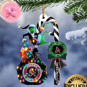 Arizona Coyotes NHL Grinch Candy Cane Personalized Xmas Gifts Christmas Tree Decorations Ornament