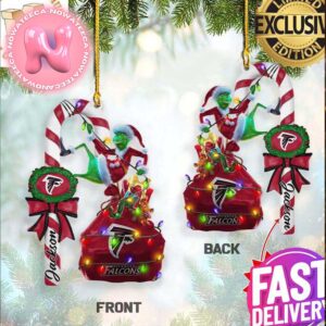 Atlanta Falcons NFL Grinch Candy Cane Personalized Xmas Gifts Christmas Tree Decorations Ornament